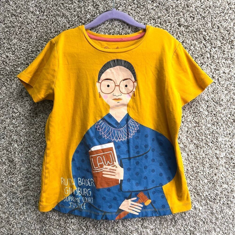 Piccolina T-Shirt Girls‎ 10 Yellow and Blue Ruth Bader Ginsburg Short Sleeve
